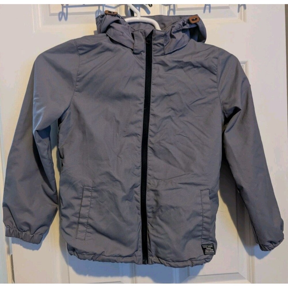 H&M Gray Hooded Kids Jacket Full-Zip Pockets Insulated Sz 10
